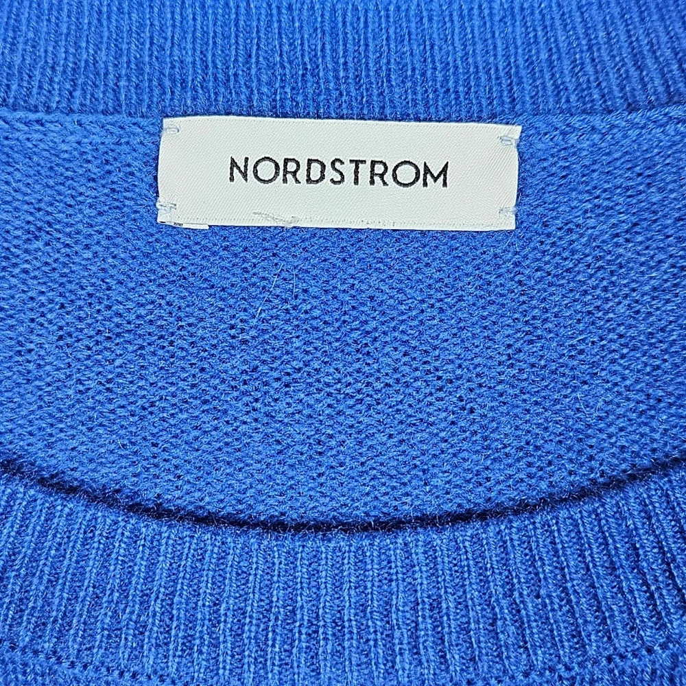Nordstrom Cashmere Crew neck Sweater Cobalt Blue S/M Preppy Quiet Luxury - Picture 6 of 7